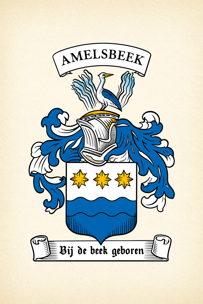 Familiewapen van de achternaam AMELSBEEK (vergrendeld)