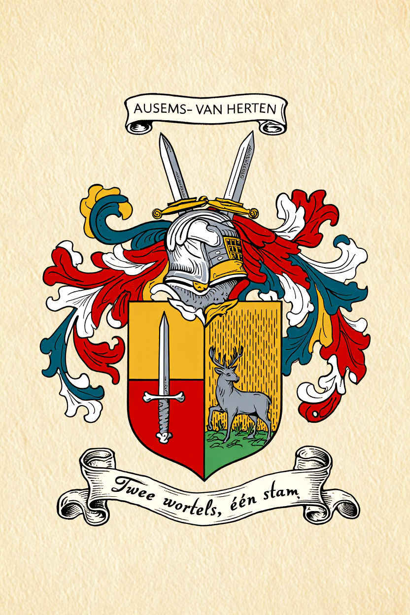 Familiewapen van de achternaam AUSEMS- VAN HERTEN (vergrendeld)