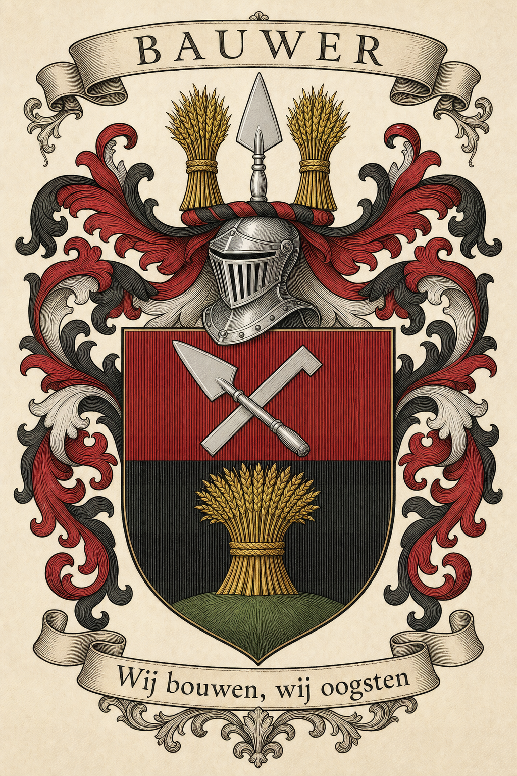 Familiewapen van de achternaam BAUWER (vergrendeld)