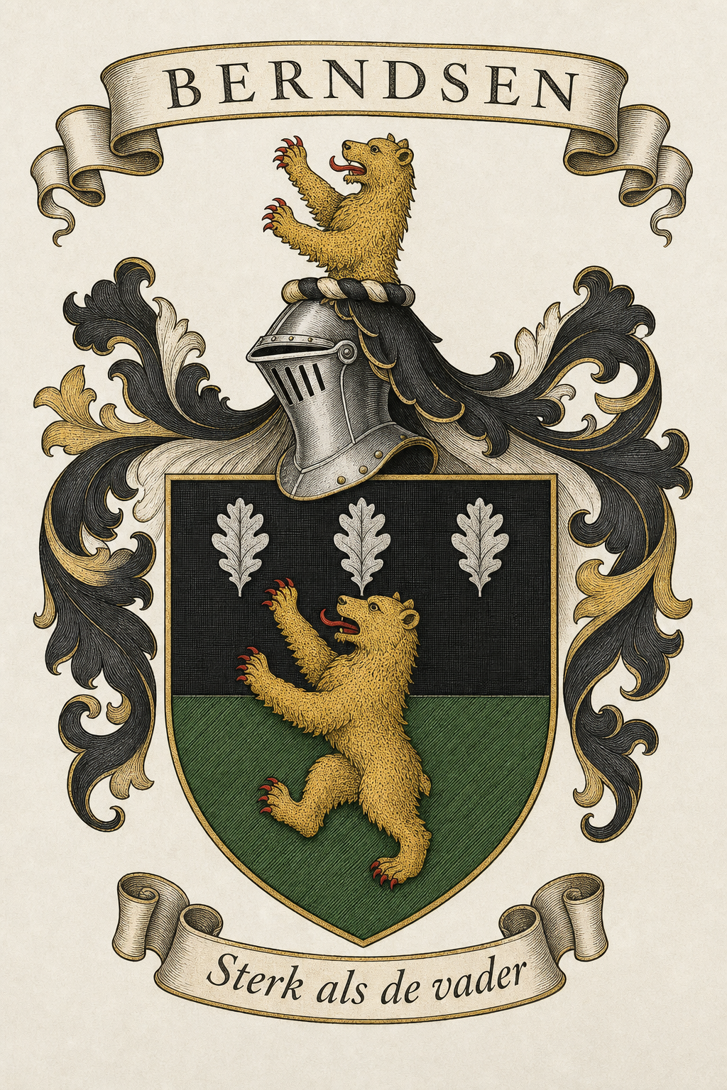 Familiewapen van de achternaam BERNDSEN (vergrendeld)