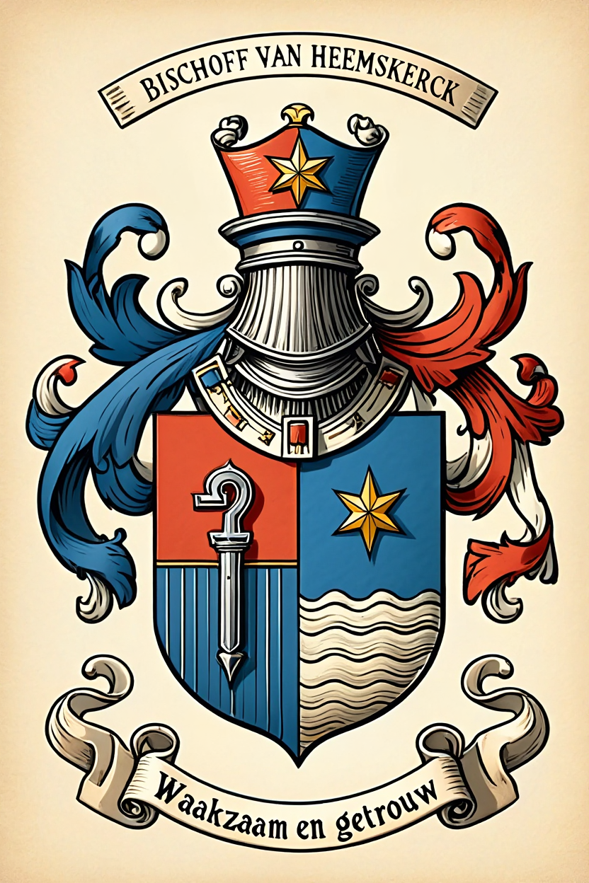 Familiewapen van de achternaam BISCHOFF VAN HEEMSKERCK (vergrendeld)