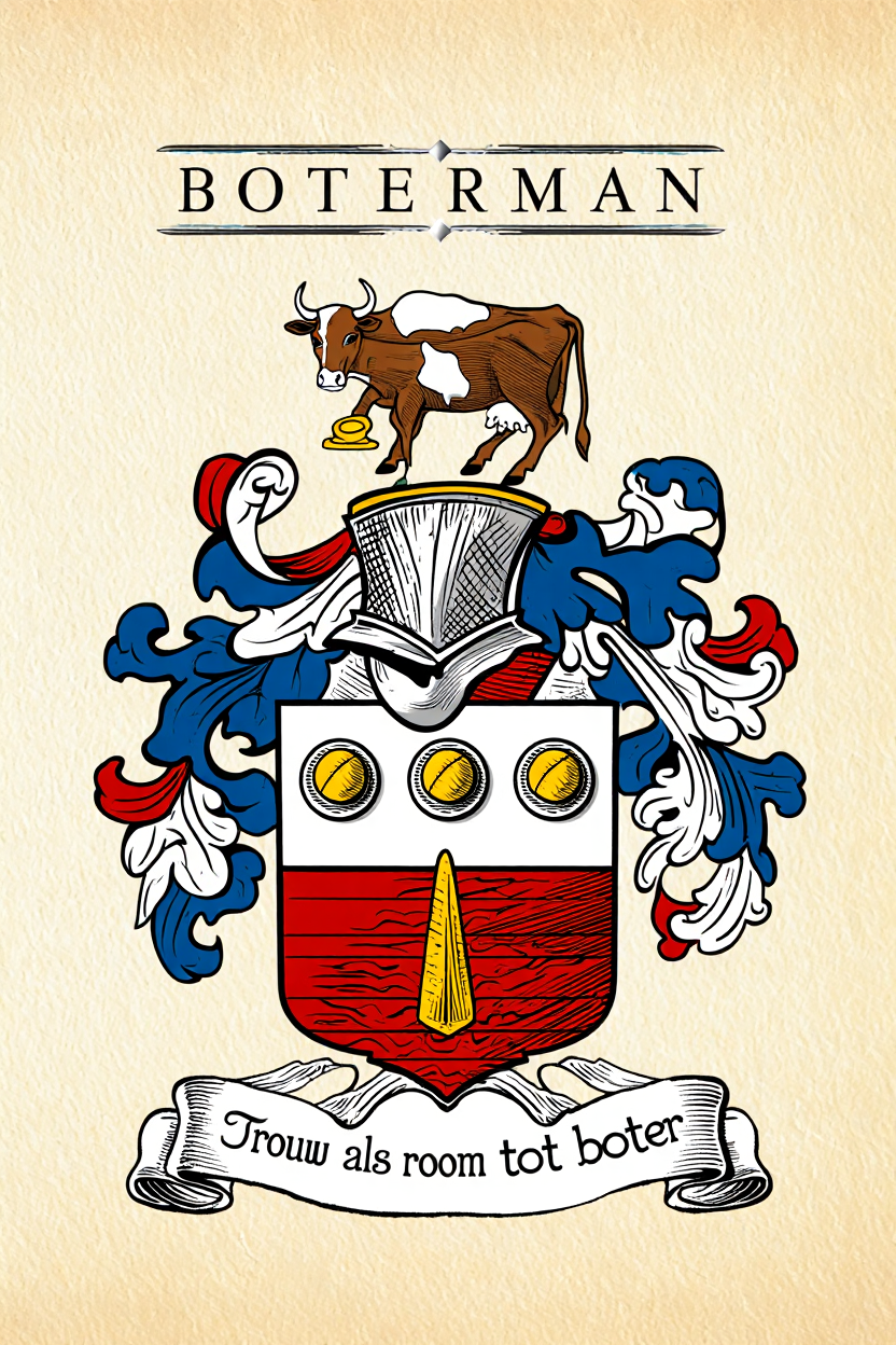 Familiewapen van de achternaam BOTERMAN (vergrendeld)