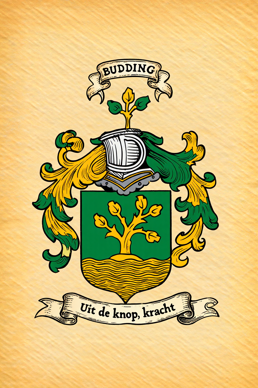 Familiewapen van de achternaam BUDDING (vergrendeld)