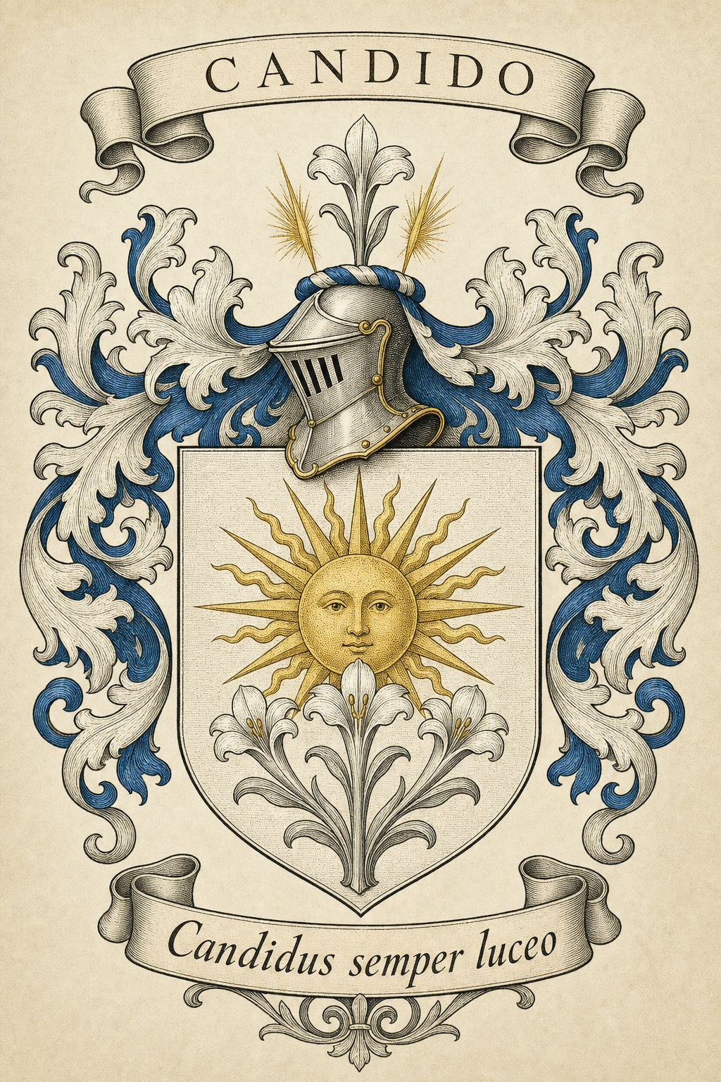 Familiewapen van de achternaam CANDIDO (vergrendeld)