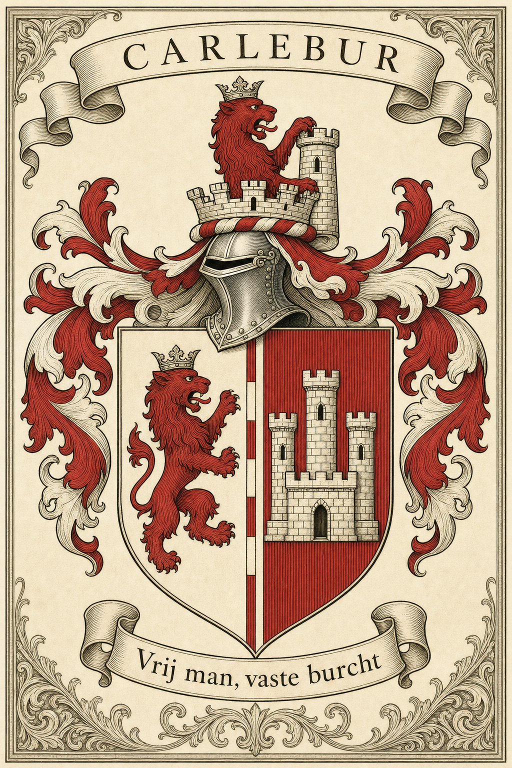 Familiewapen van de achternaam CARLEBUR (vergrendeld)