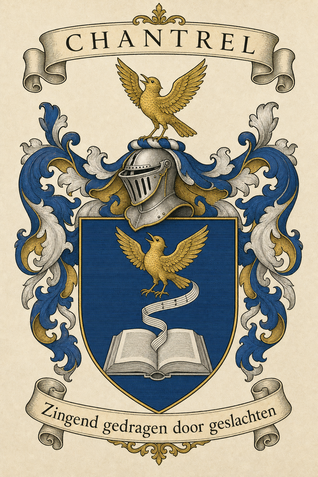 Familiewapen van de achternaam CHANTREL (vergrendeld)