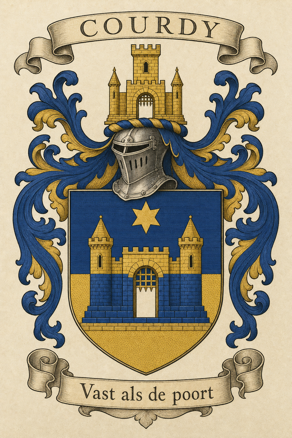 Familiewapen van de achternaam COURDY (vergrendeld)