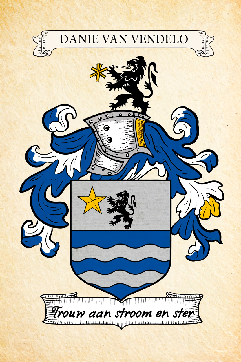 Familiewapen van de achternaam DANIE VAN VENDELO (vergrendeld)