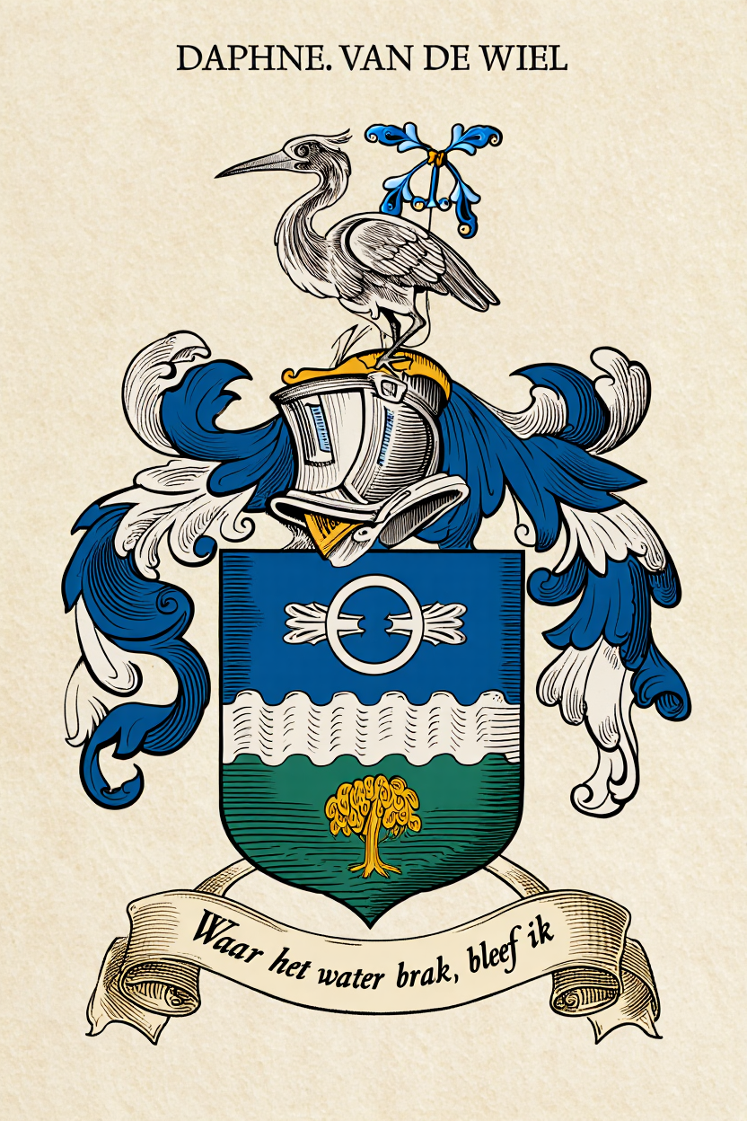 Familiewapen van de achternaam DAPHNE. VAN DE WIEL (vergrendeld)
