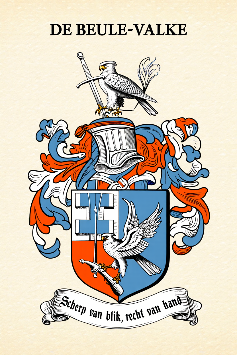 Familiewapen van de achternaam DE BEULE-VALKE (vergrendeld)