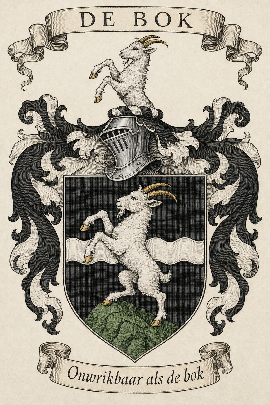 Familiewapen van de achternaam DE BOK (vergrendeld)