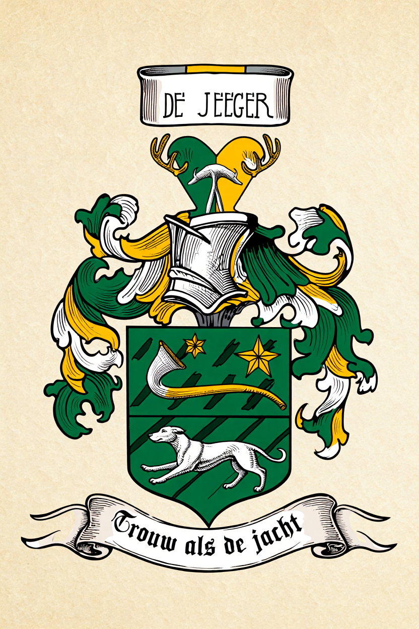 Familiewapen van de achternaam DE JEEGER (vergrendeld)