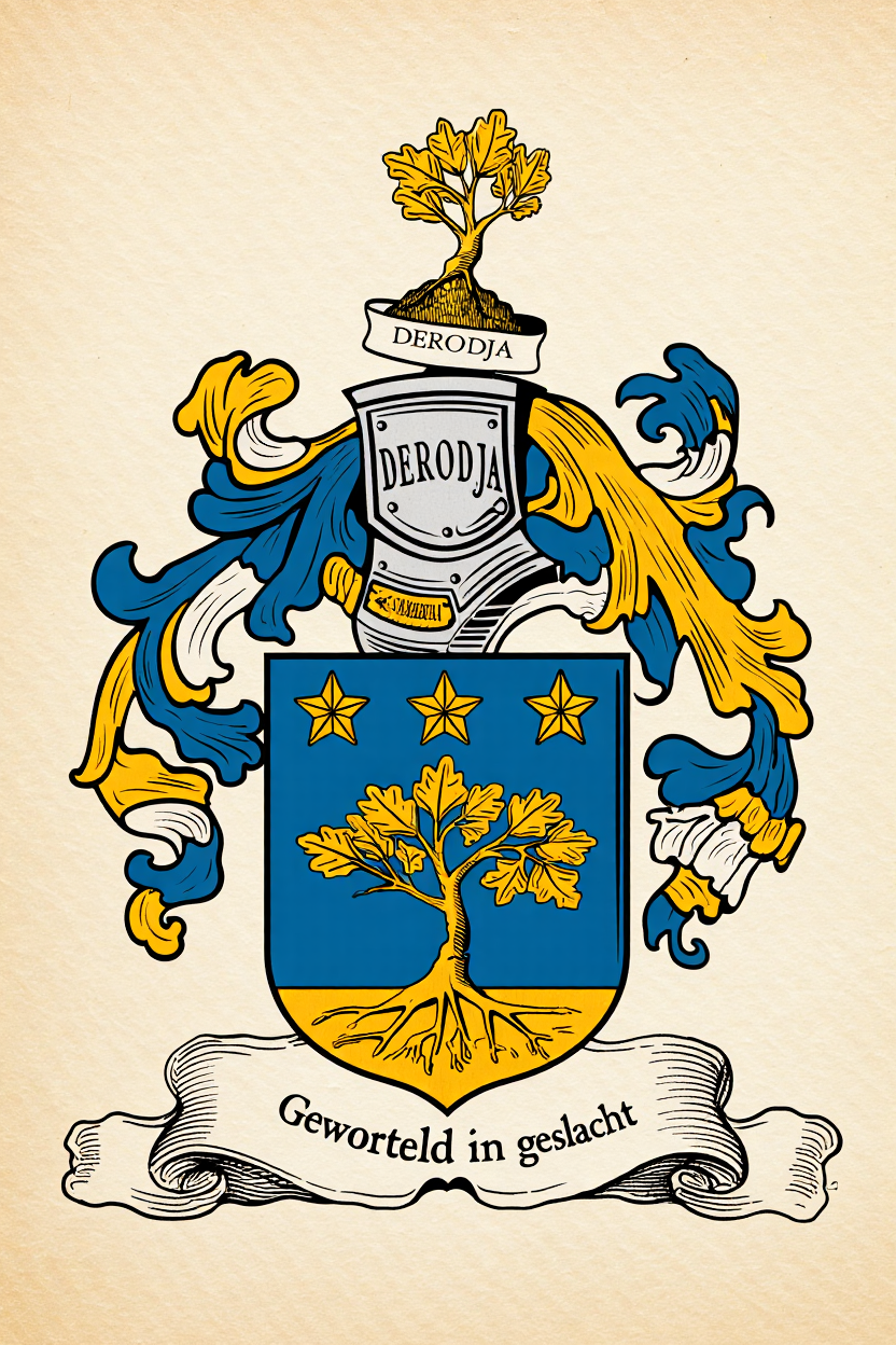 Familiewapen van de achternaam DERODJA (vergrendeld)