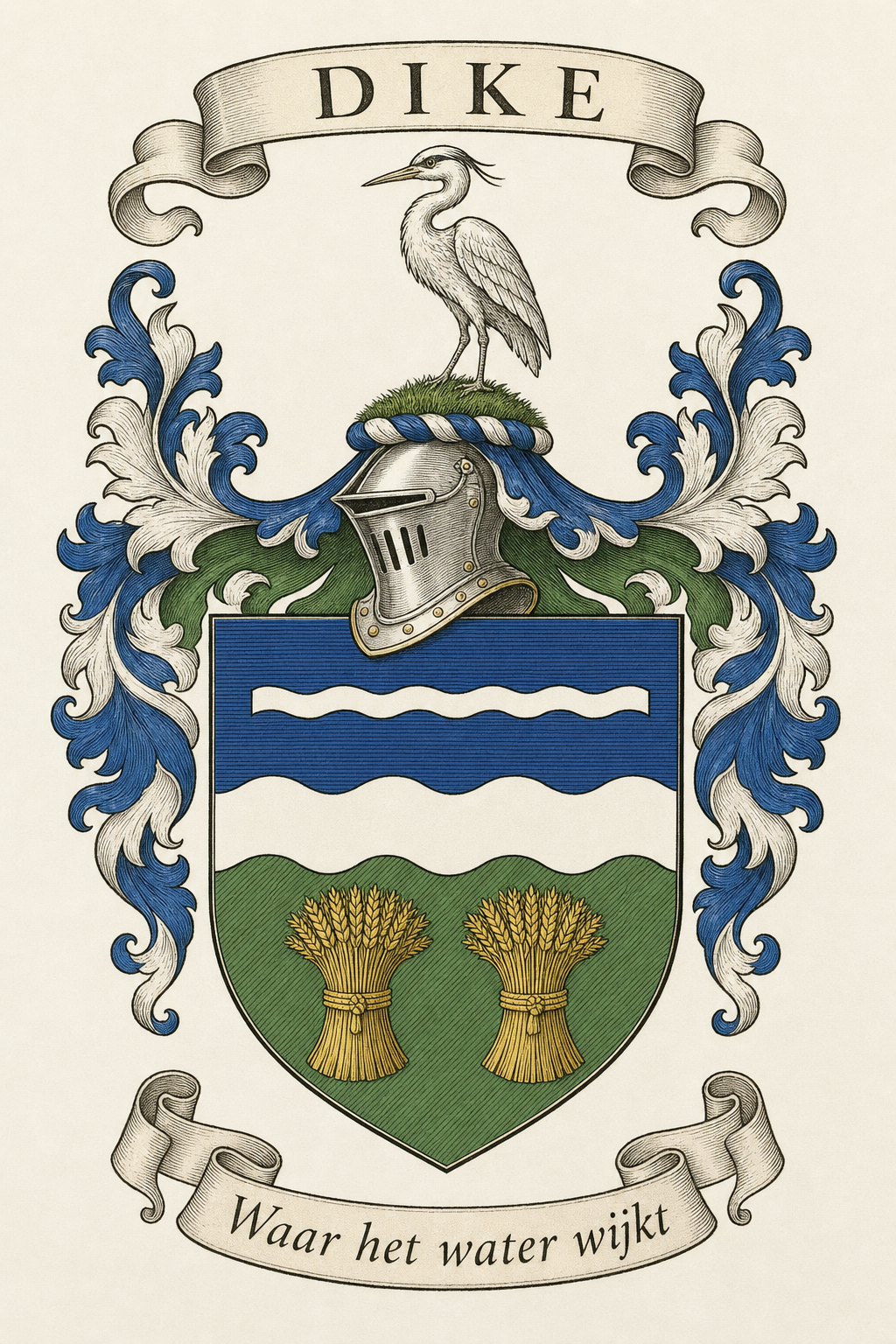 Familiewapen van de achternaam DIKE (vergrendeld)