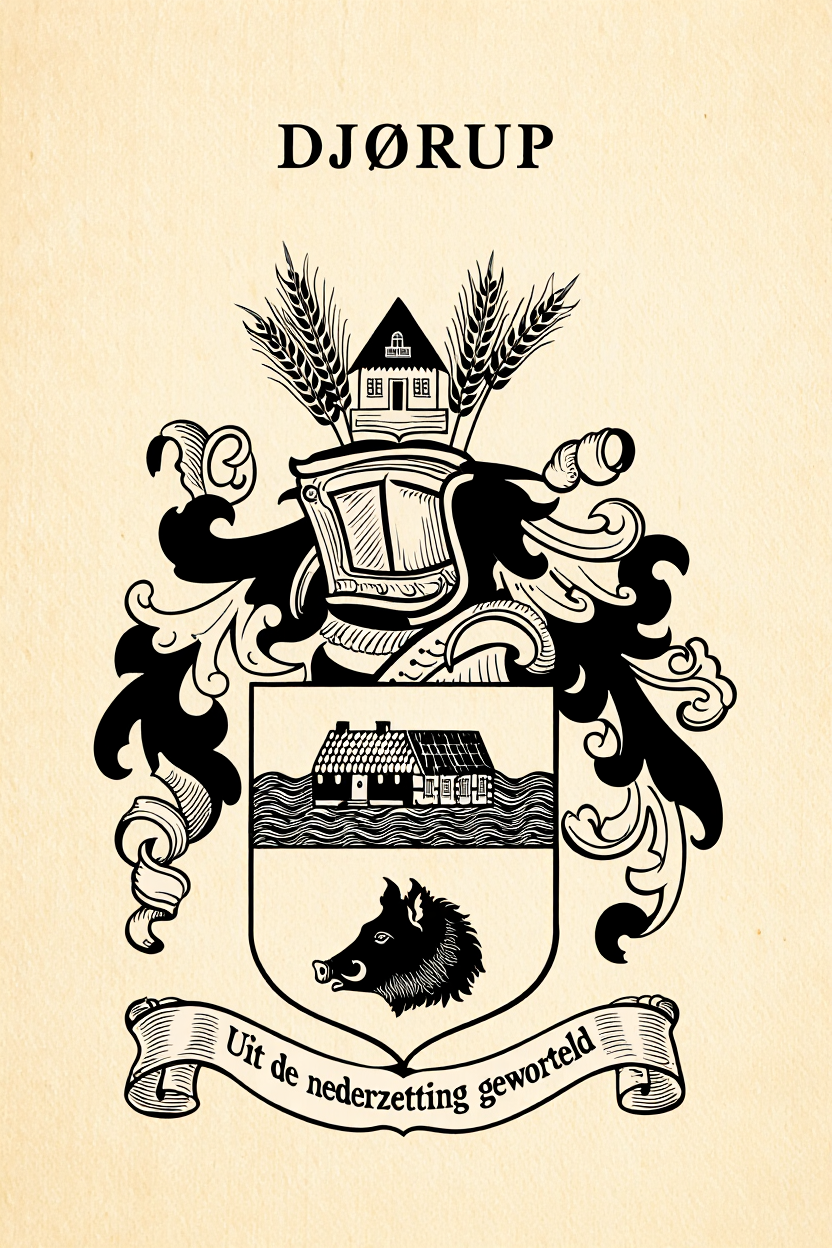 Familiewapen van de achternaam DJØRUP (vergrendeld)
