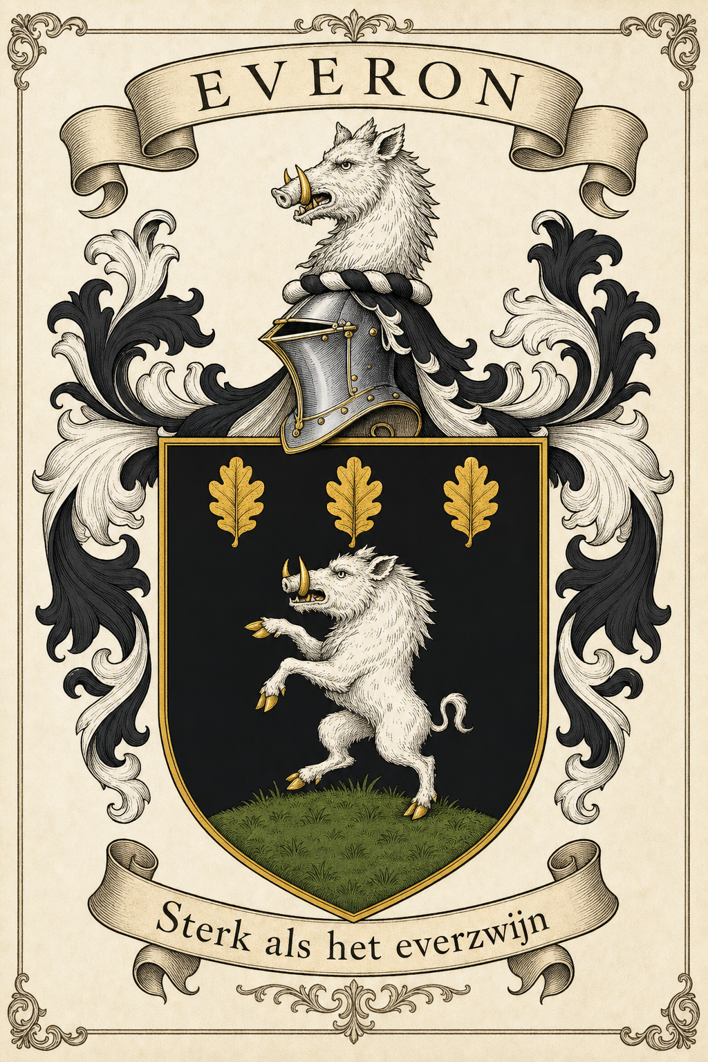 Familiewapen van de achternaam EVERON (vergrendeld)