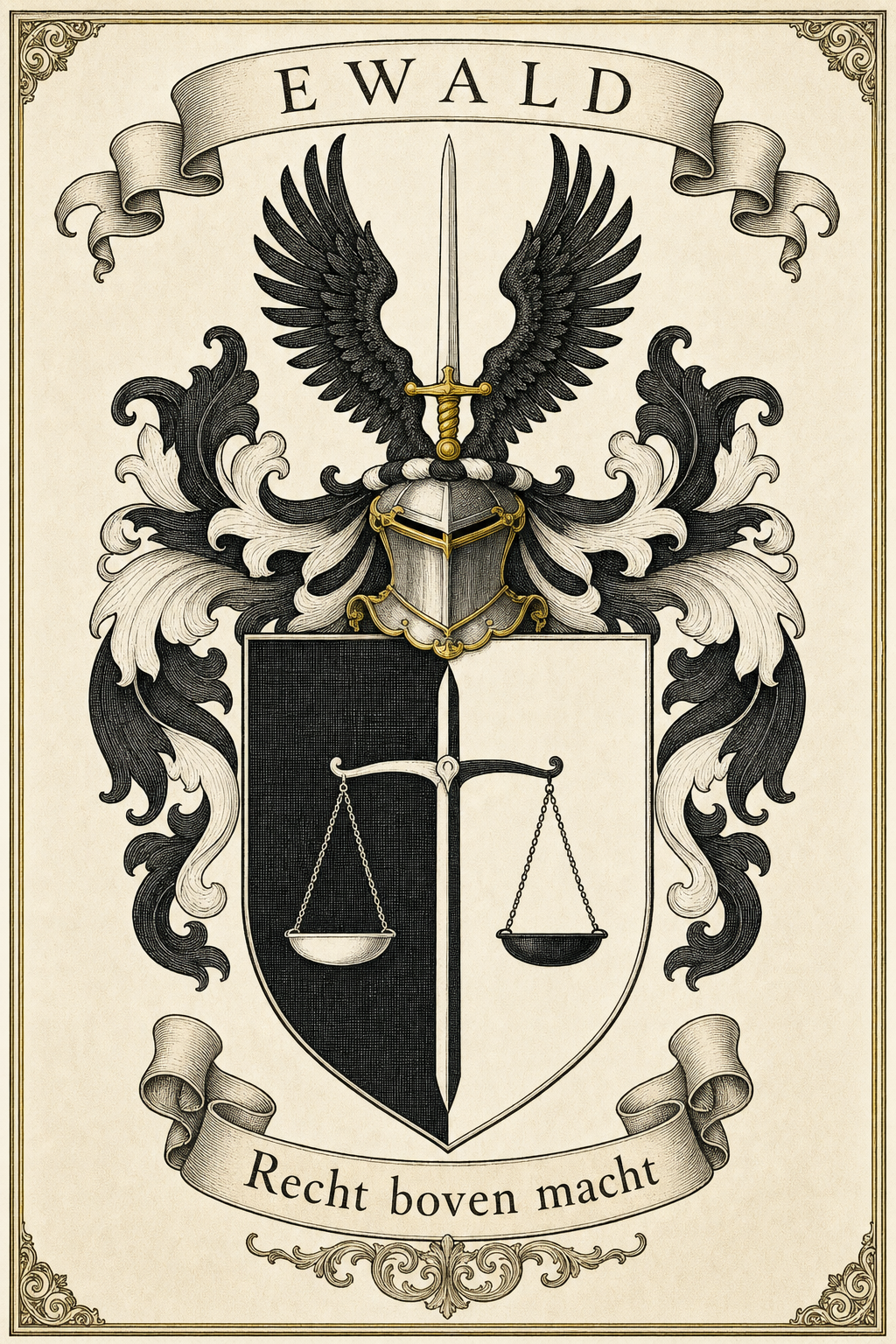 Familiewapen van de achternaam EWALD (vergrendeld)