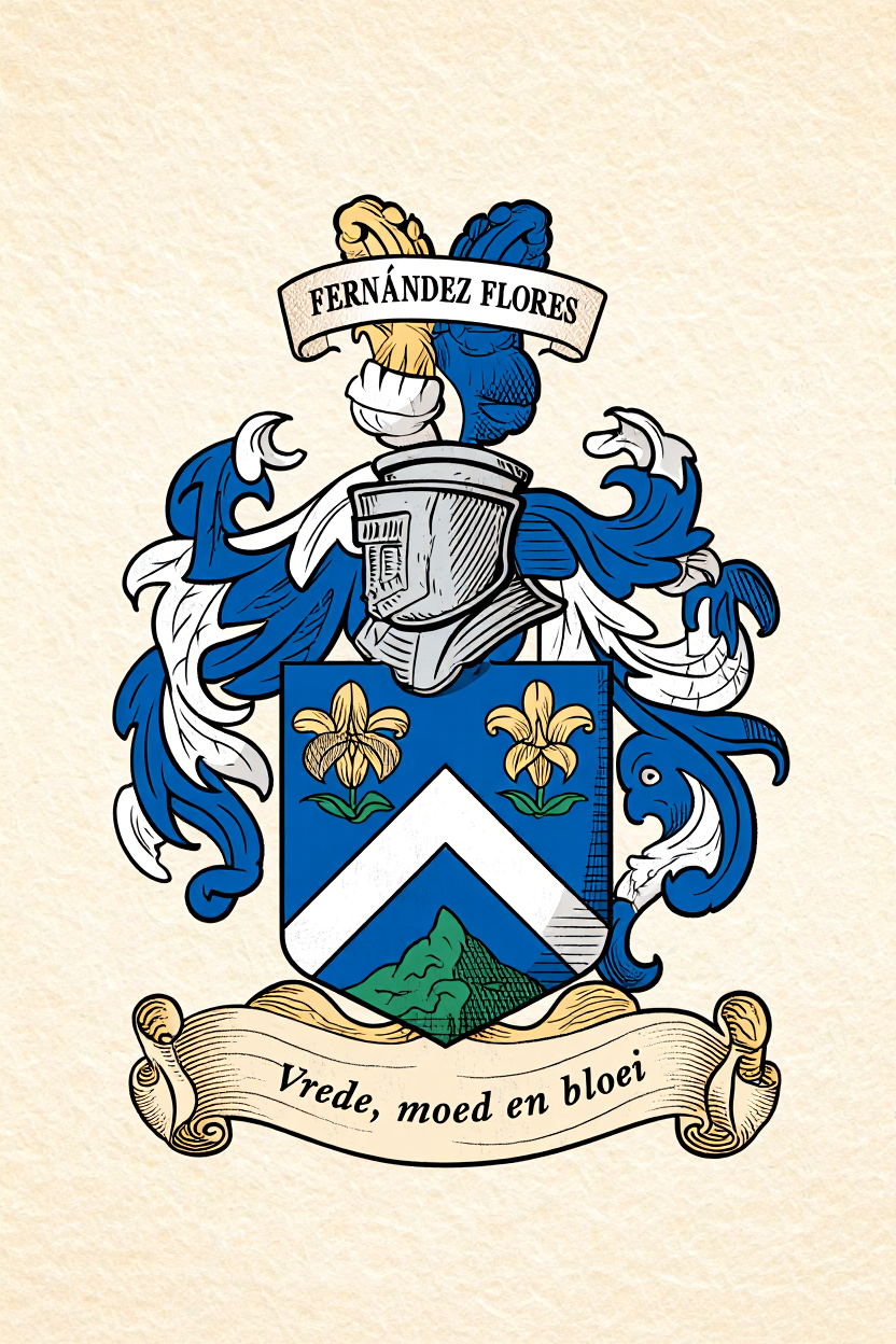 Familiewapen van de achternaam FERNÁNDEZ FLORES (vergrendeld)