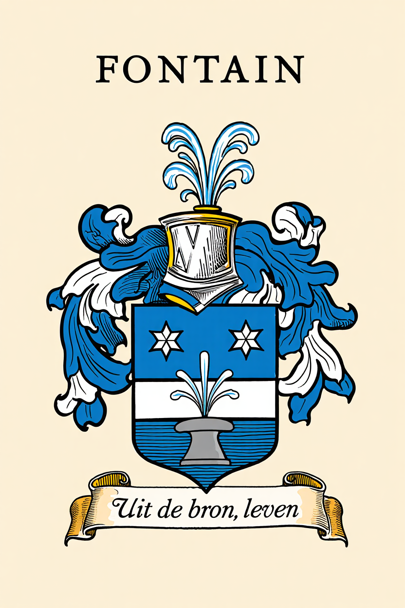 Familiewapen van de achternaam FONTAIN (vergrendeld)