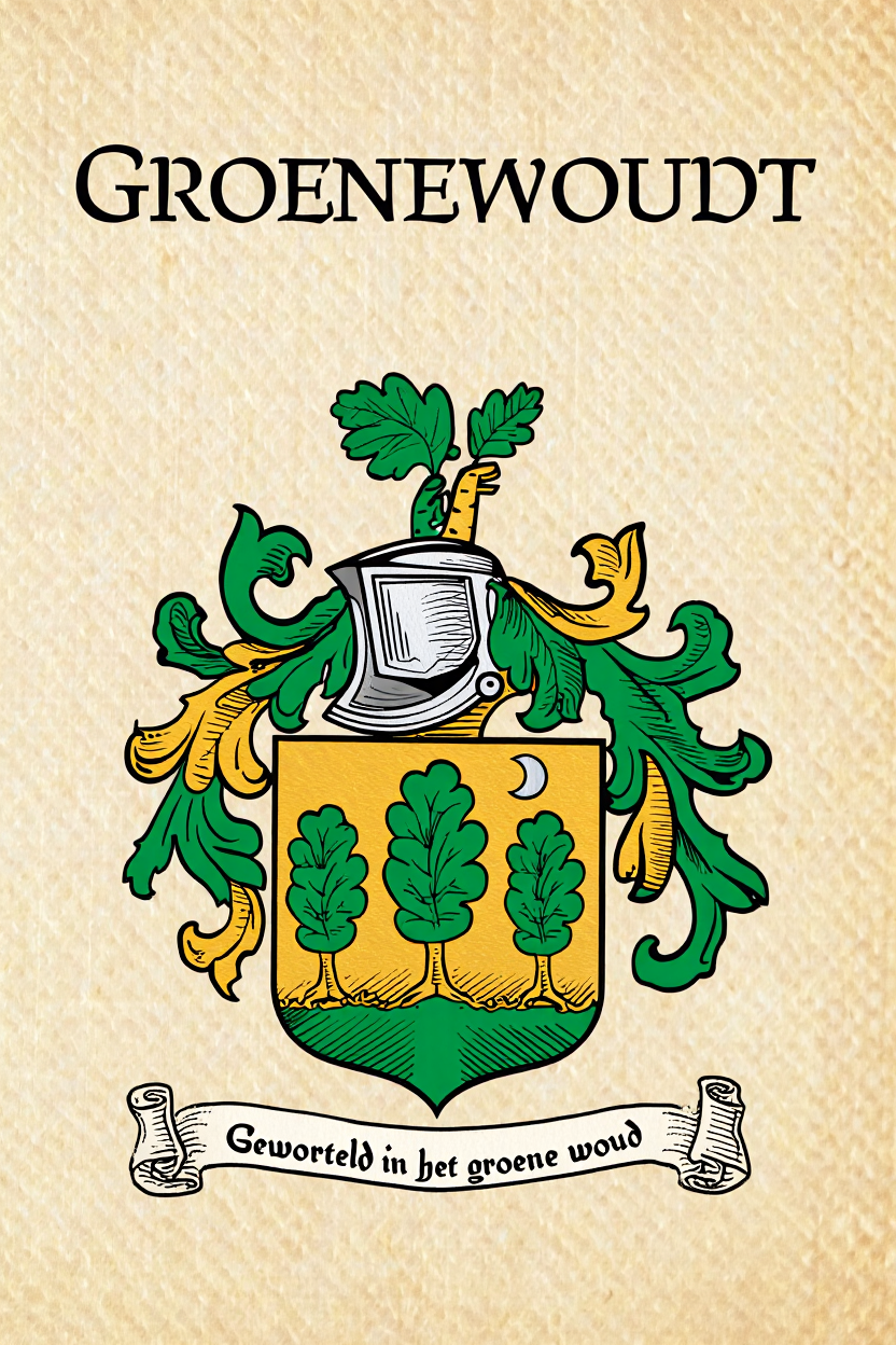 Familiewapen van de achternaam GROENEWOUDT (vergrendeld)