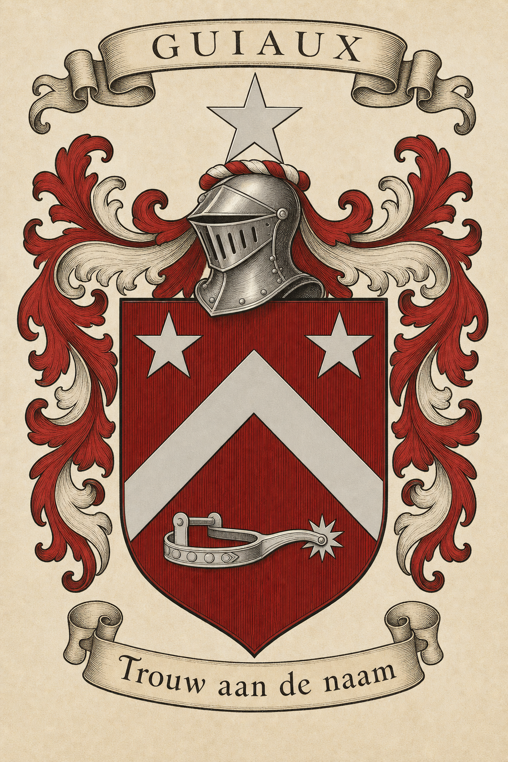 Familiewapen van de achternaam GUIAUX (vergrendeld)