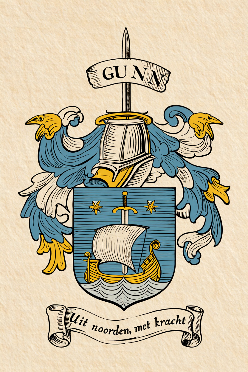 Familiewapen van de achternaam GUNN (vergrendeld)
