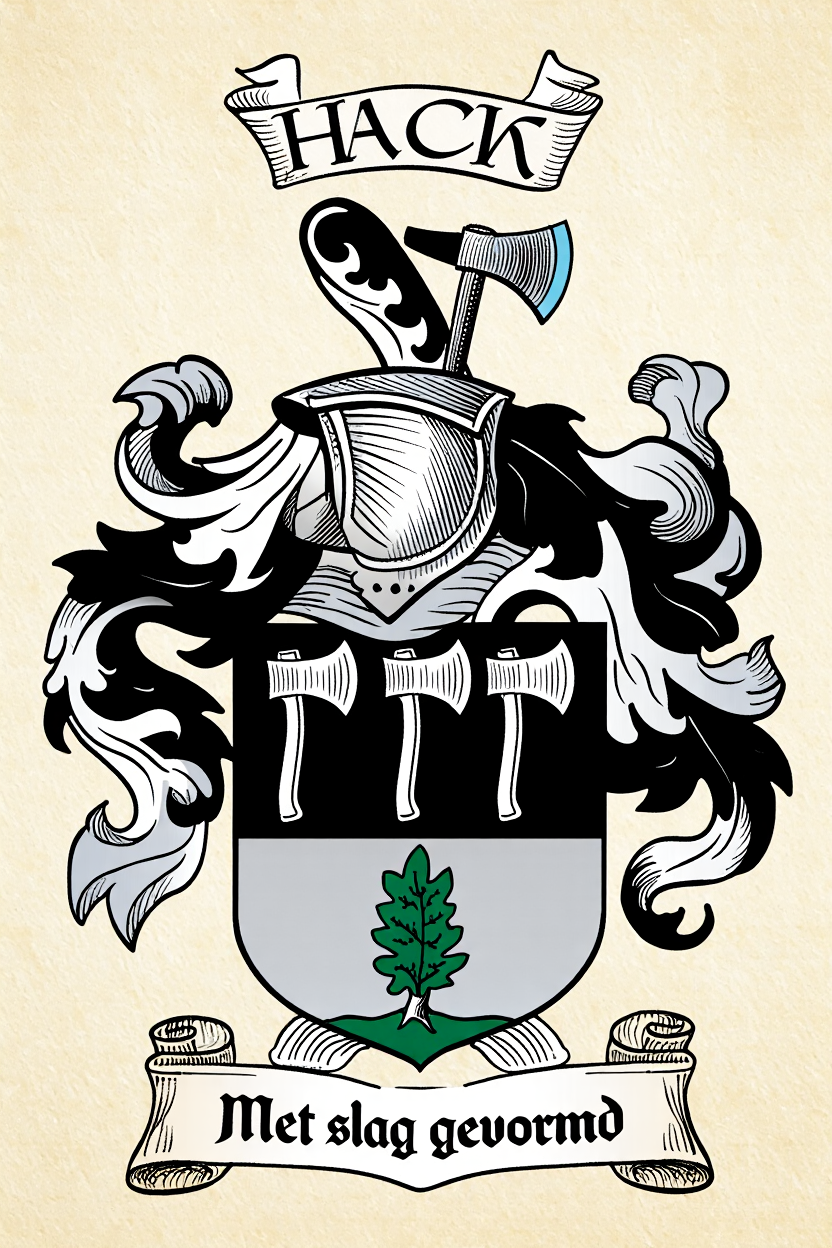 Familiewapen van de achternaam HACK (vergrendeld)