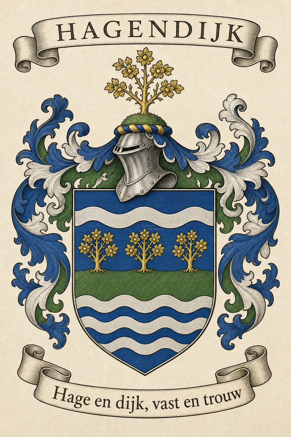Familiewapen van de achternaam HAGENDIJK (vergrendeld)
