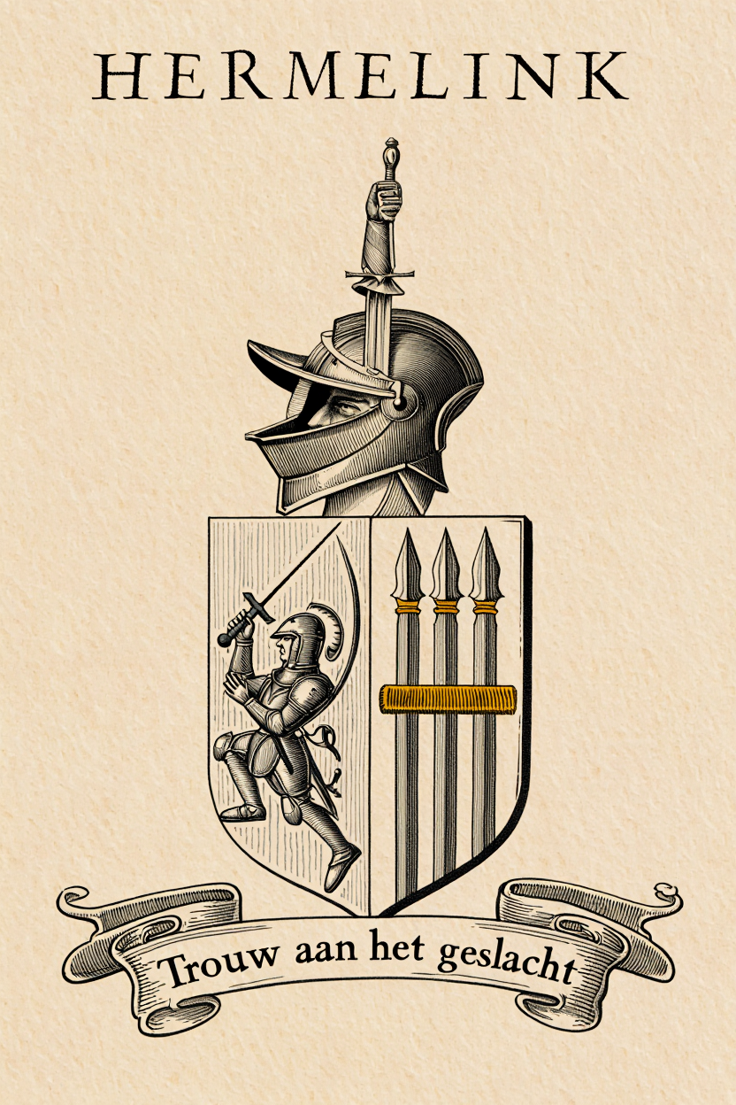 Familiewapen van de achternaam HERMELINK (vergrendeld)