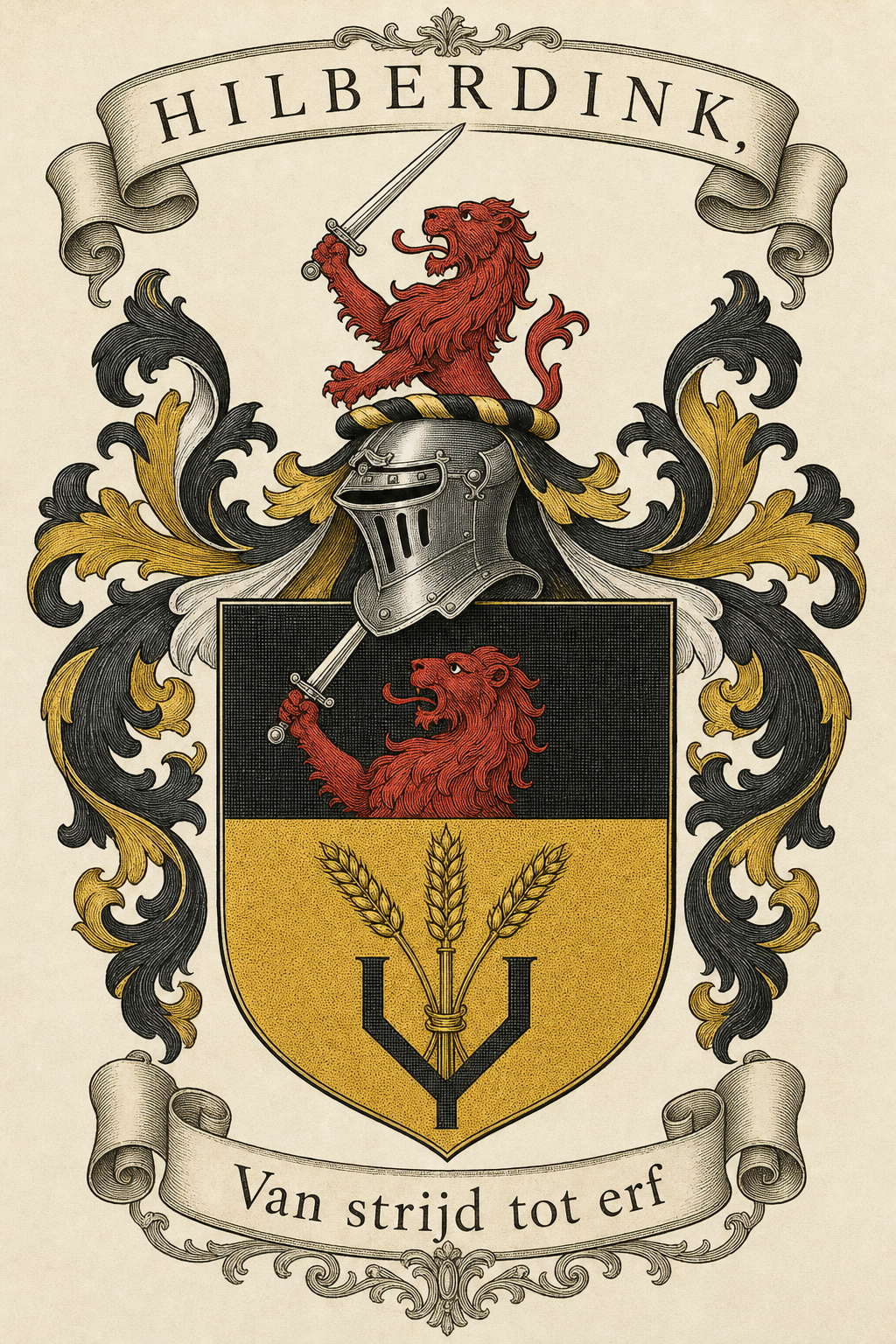 Familiewapen van de achternaam HILBERDINK, (vergrendeld)