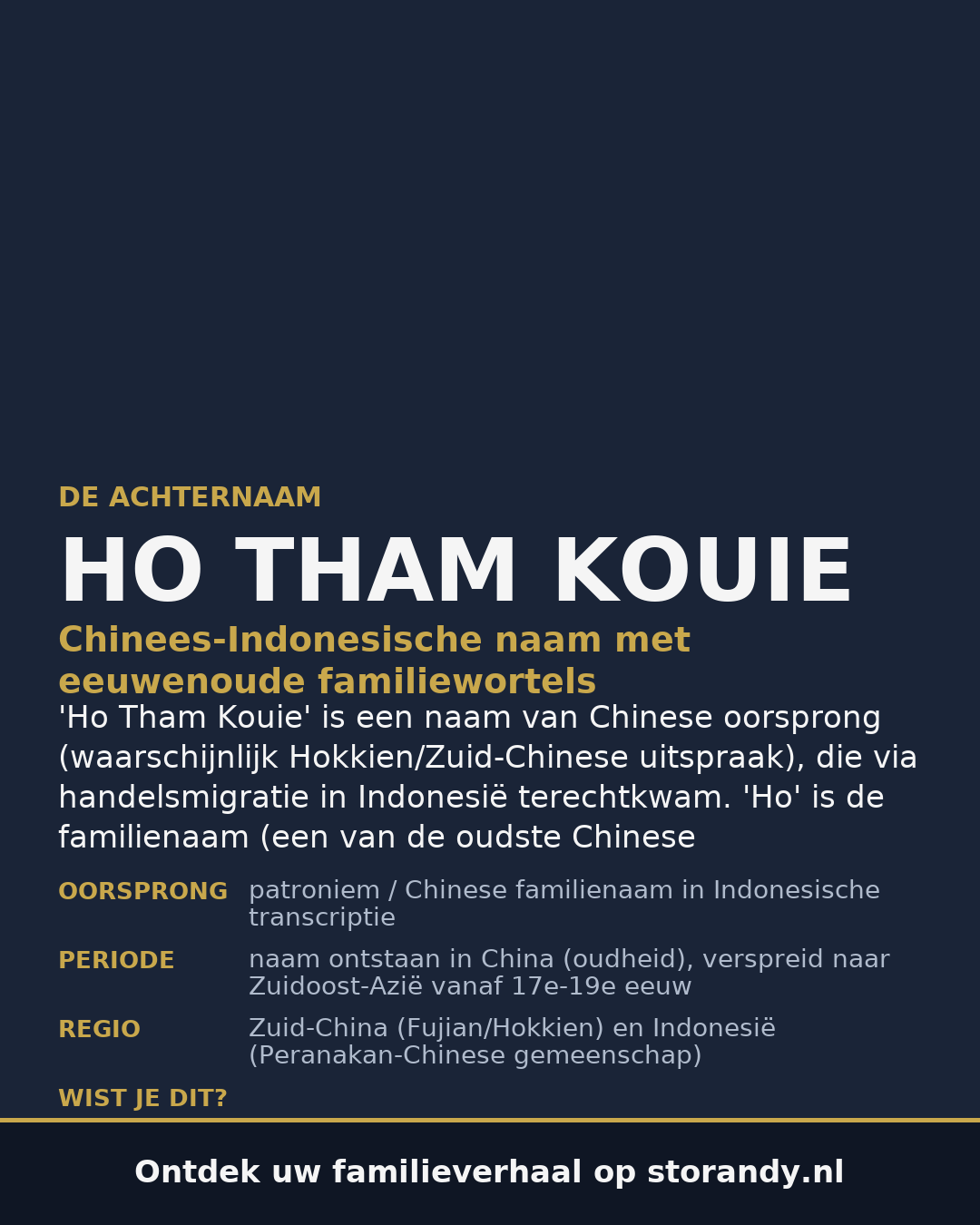 Familiewapen van de achternaam HO THAM KOUIE