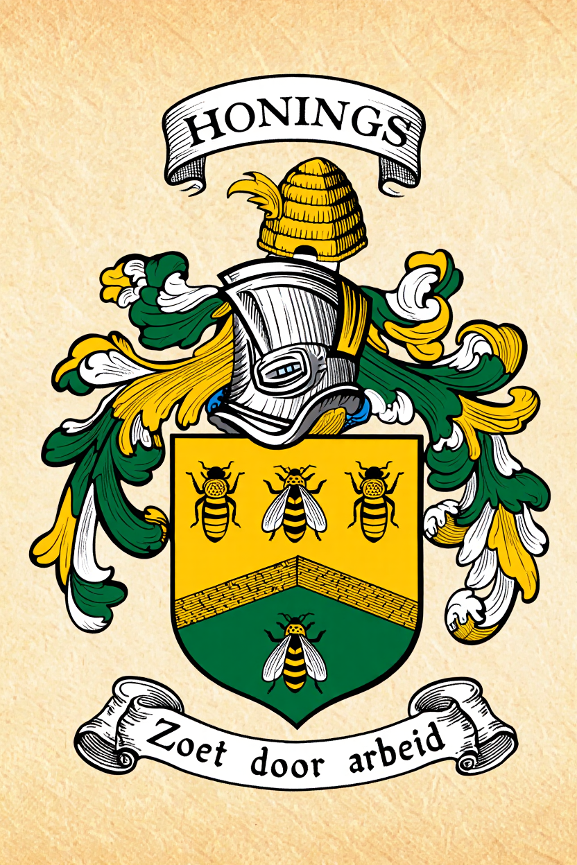 Familiewapen van de achternaam HONINGS (vergrendeld)