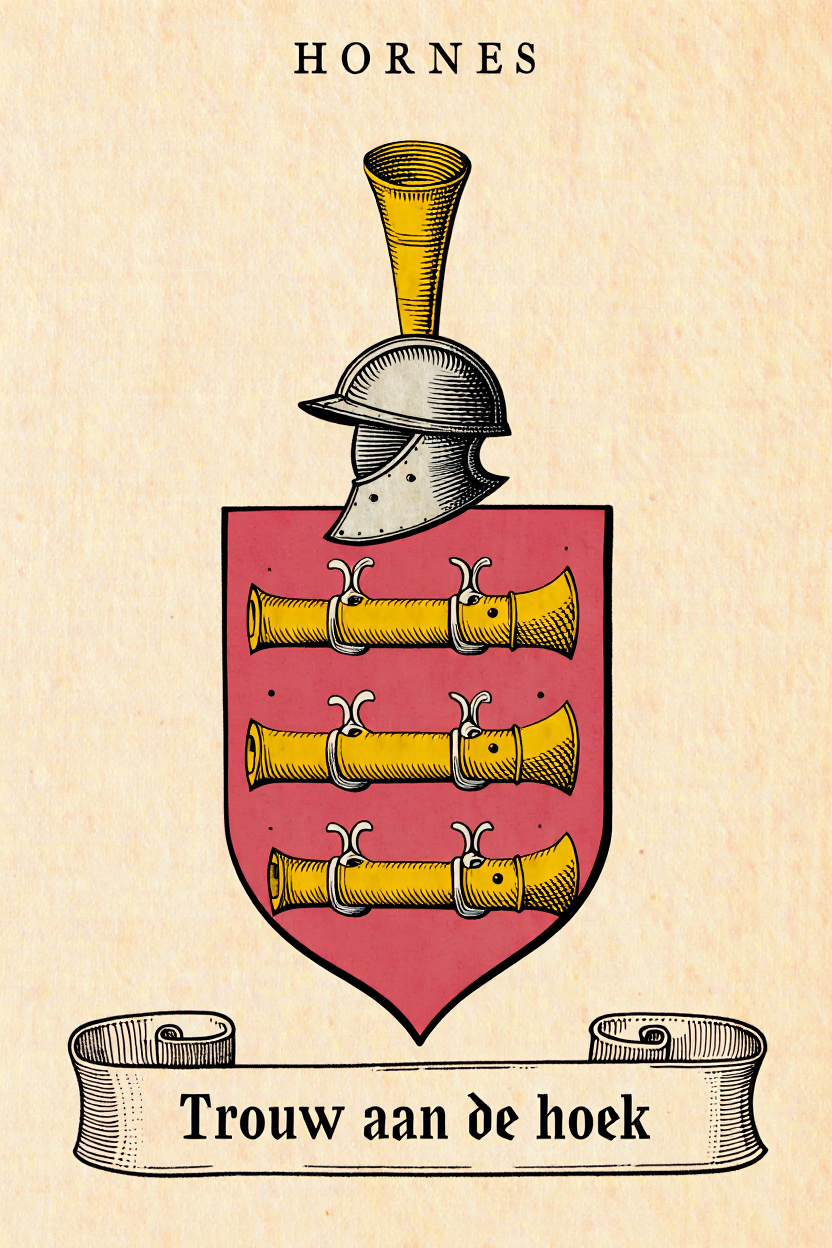 Familiewapen van de achternaam HORNES (vergrendeld)
