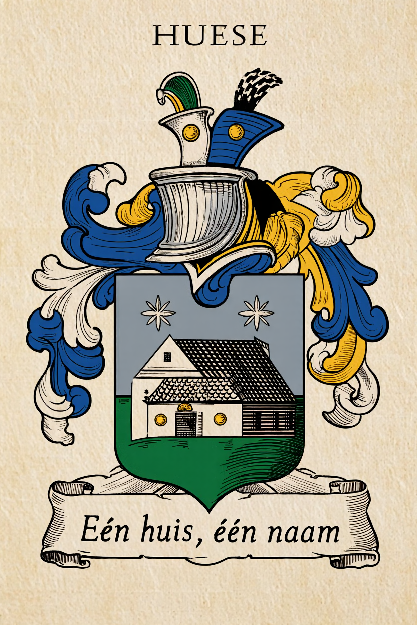 Familiewapen van de achternaam HUESE (vergrendeld)