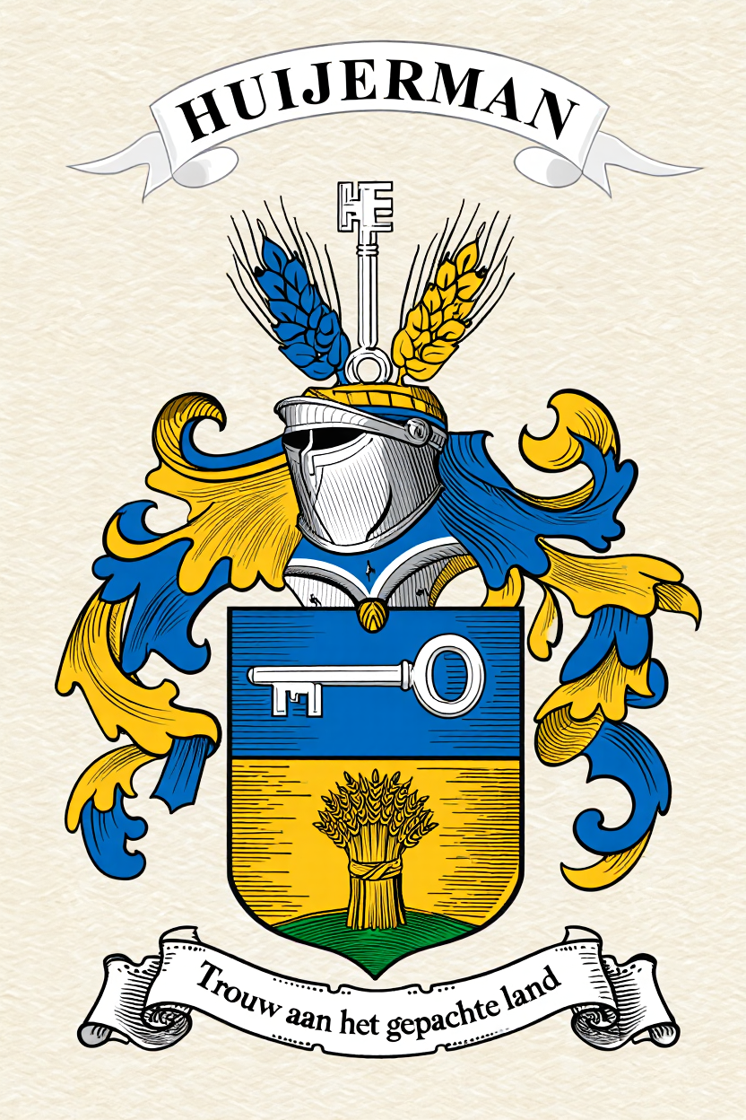 Familiewapen van de achternaam HUIJERMAN (vergrendeld)