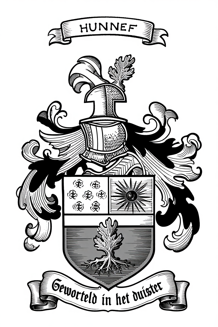 Familiewapen van de achternaam HUNNEF (vergrendeld)