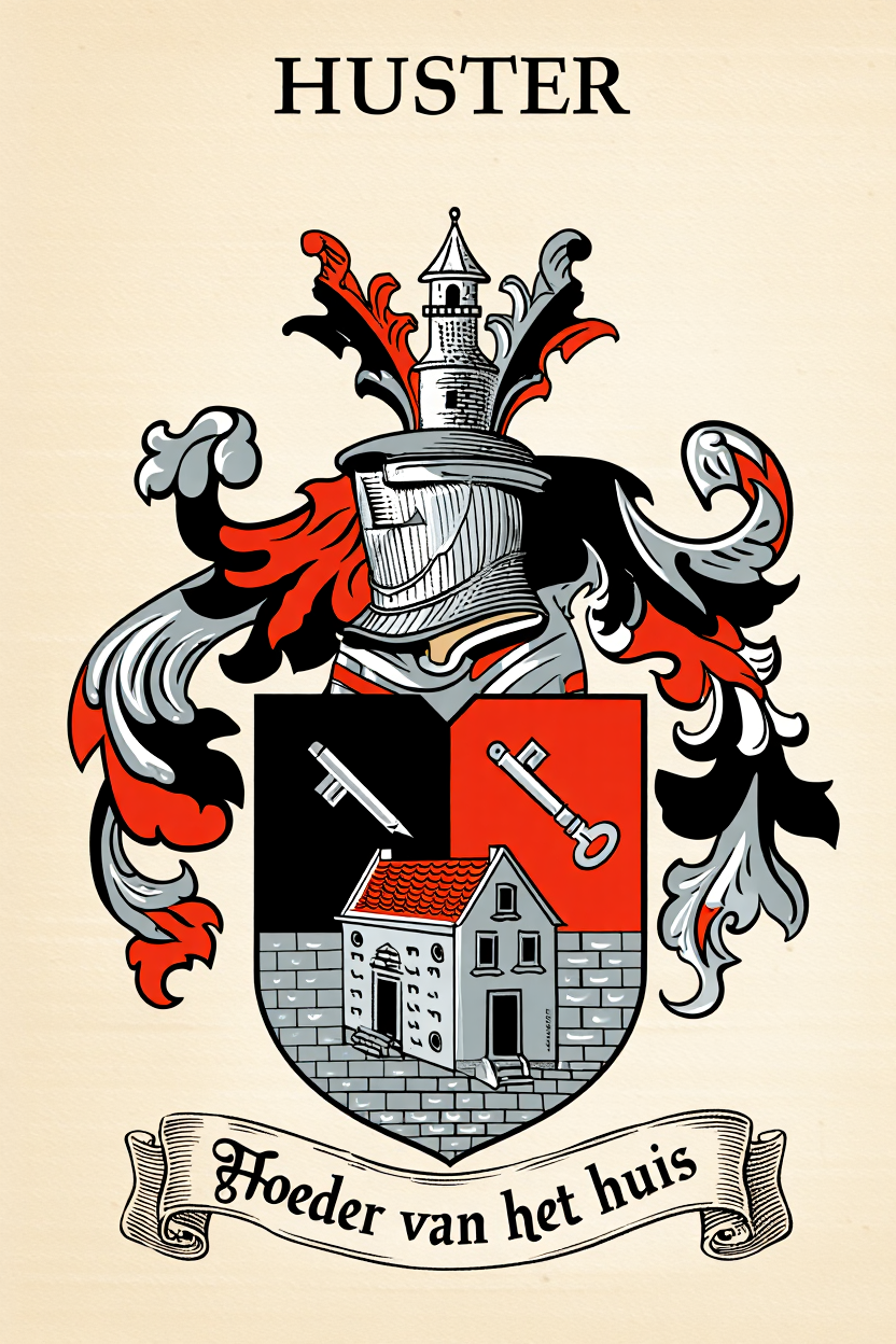Familiewapen van de achternaam HUSTER (vergrendeld)