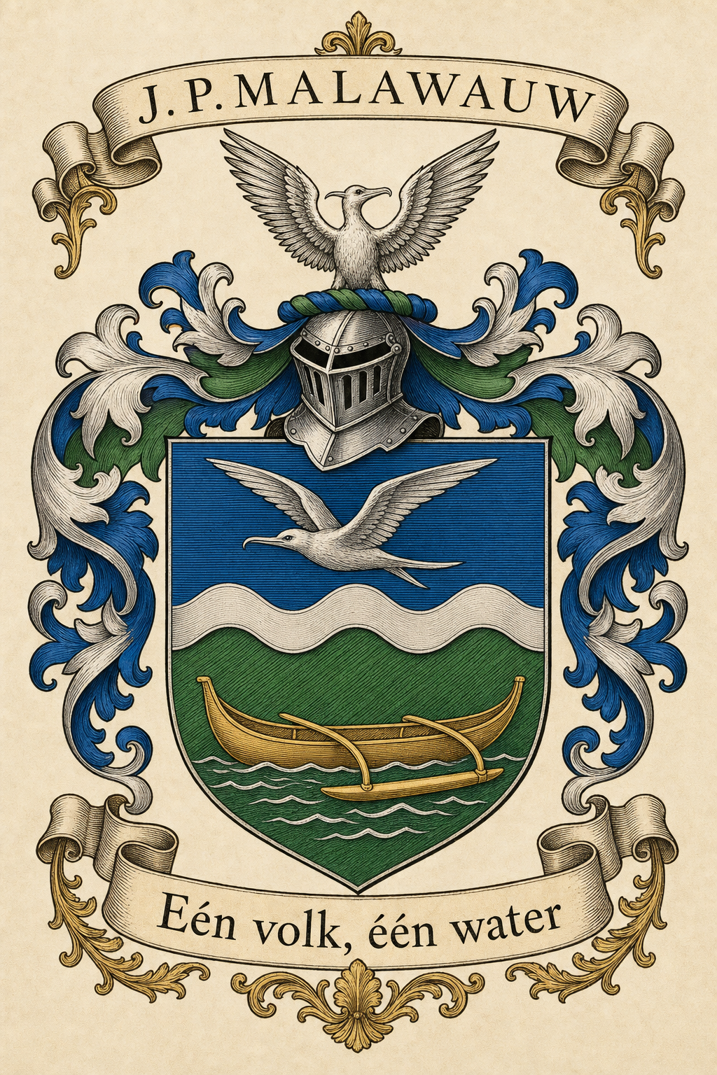 Familiewapen van de achternaam J.P.MALAWAUW (vergrendeld)