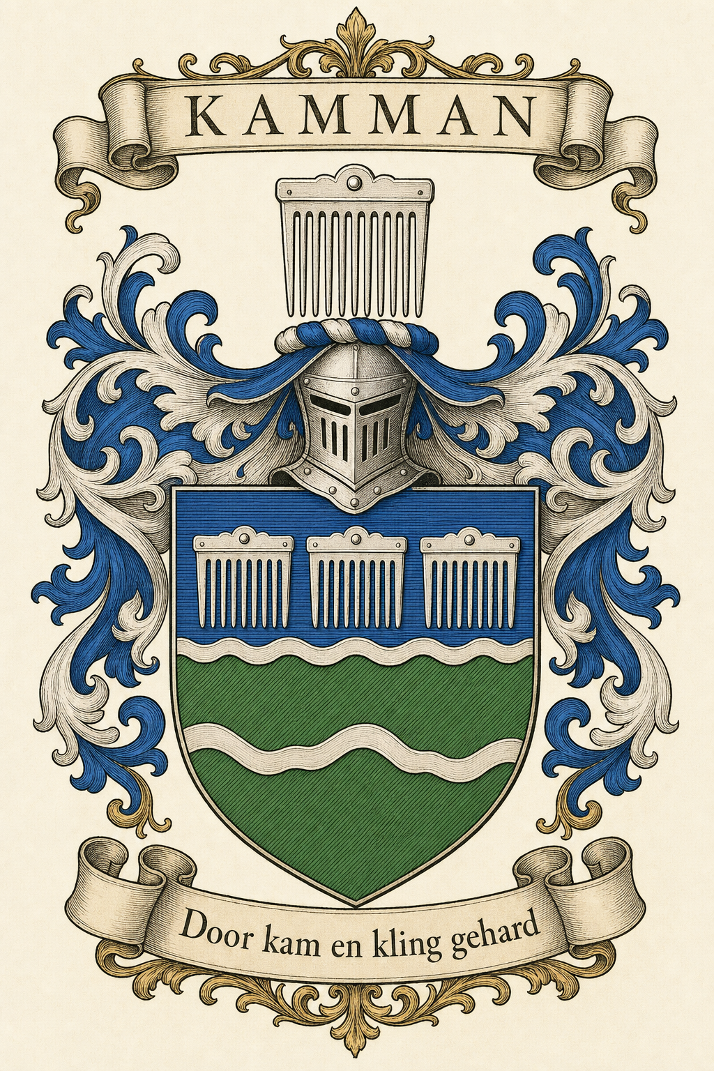 Familiewapen van de achternaam KAMMAN (vergrendeld)