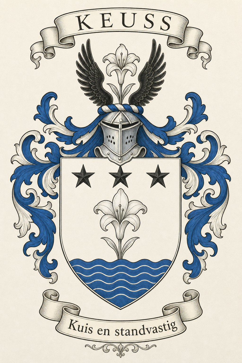 Familiewapen van de achternaam KEUSS (vergrendeld)