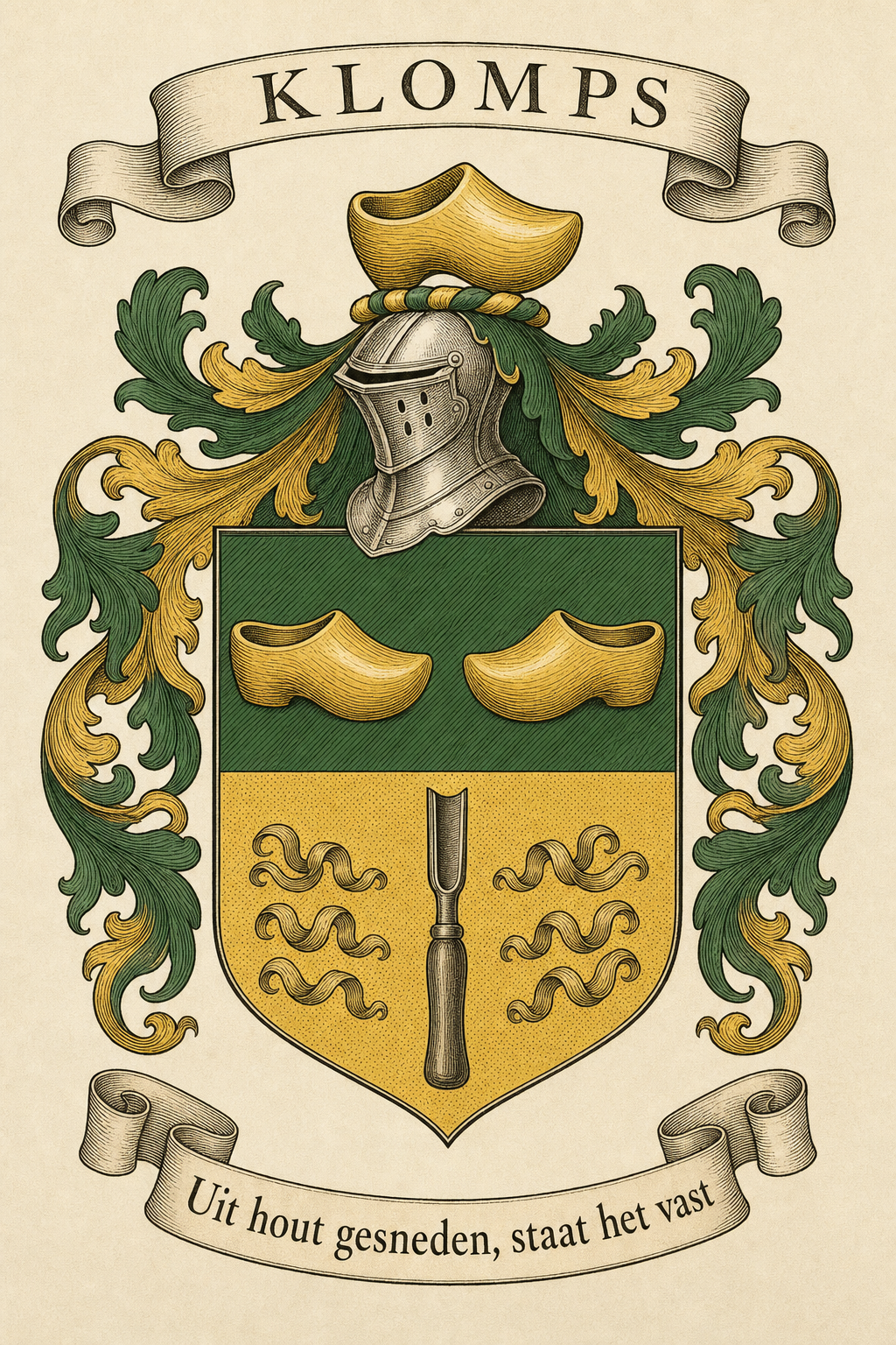 Familiewapen van de achternaam KLOMPS (vergrendeld)
