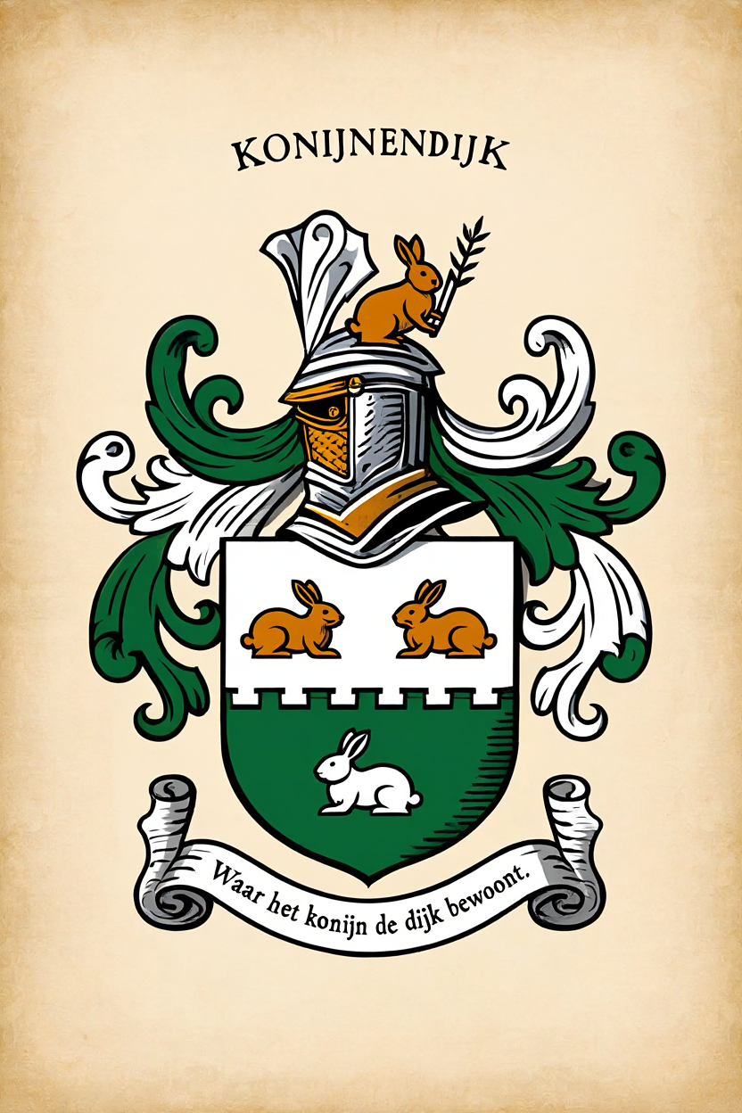 Familiewapen van de achternaam KONIJNENDIJK (vergrendeld)