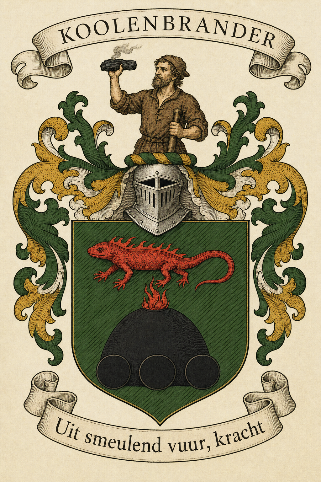 Familiewapen van de achternaam KOOLENBRANDER (vergrendeld)