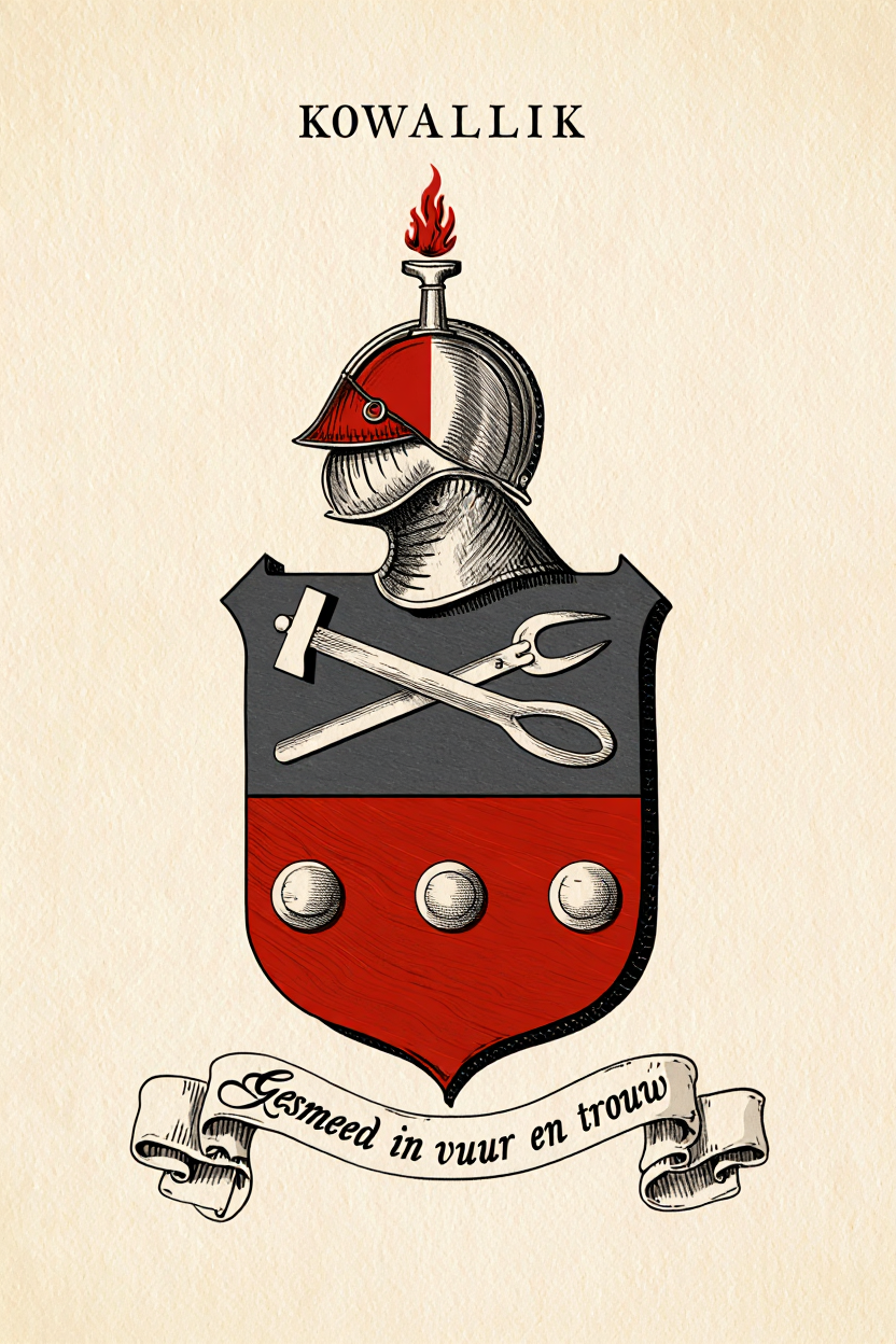 Familiewapen van de achternaam KOWALLIK (vergrendeld)