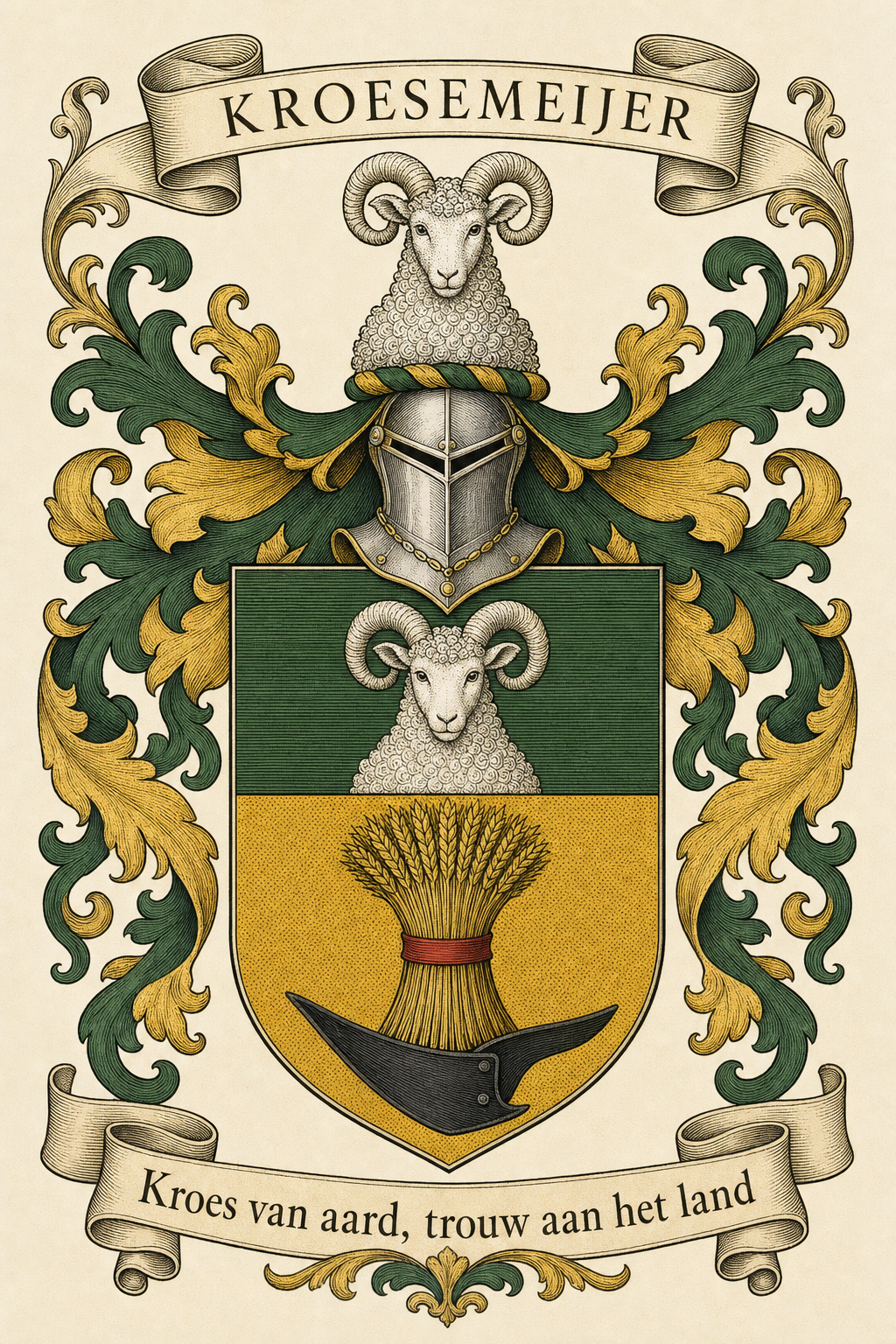 Familiewapen van de achternaam KROESEMEIJER (vergrendeld)