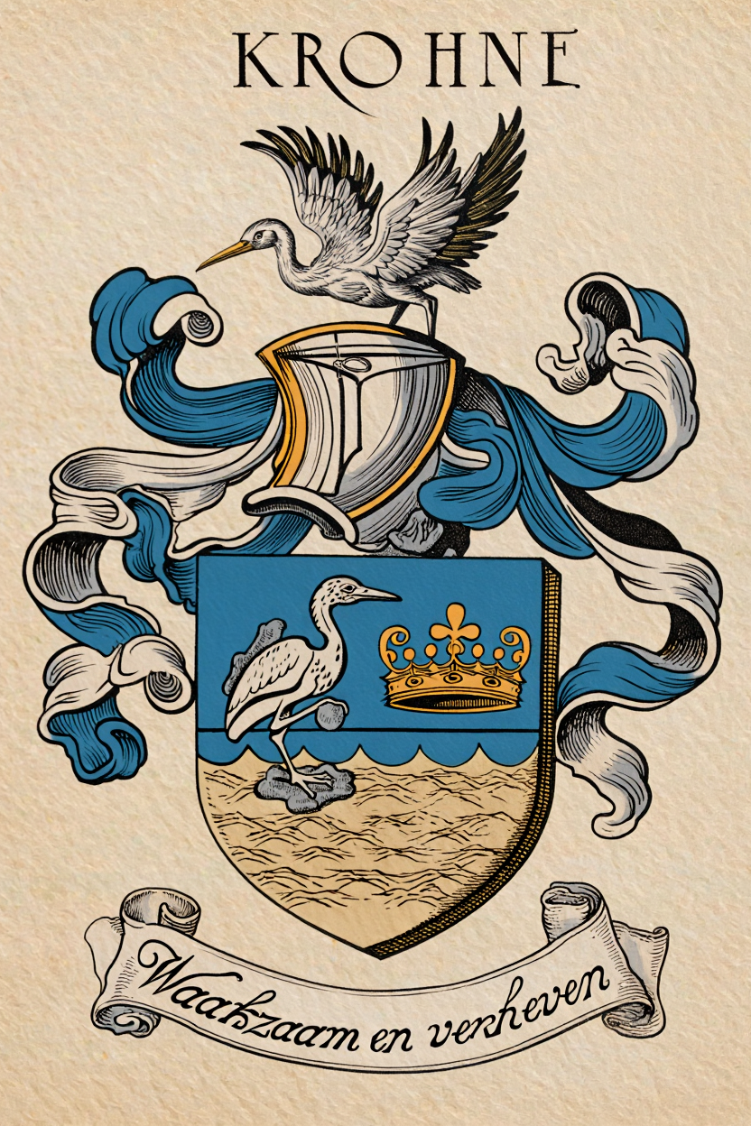 Familiewapen van de achternaam KROHNE (vergrendeld)