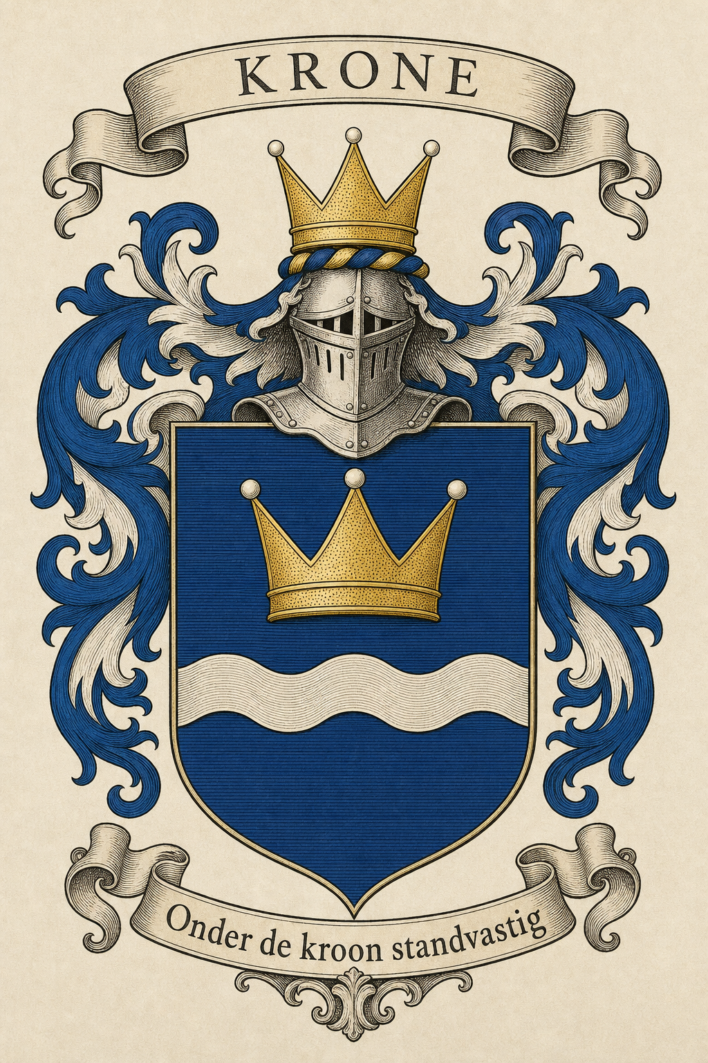 Familiewapen van de achternaam KRONE (vergrendeld)