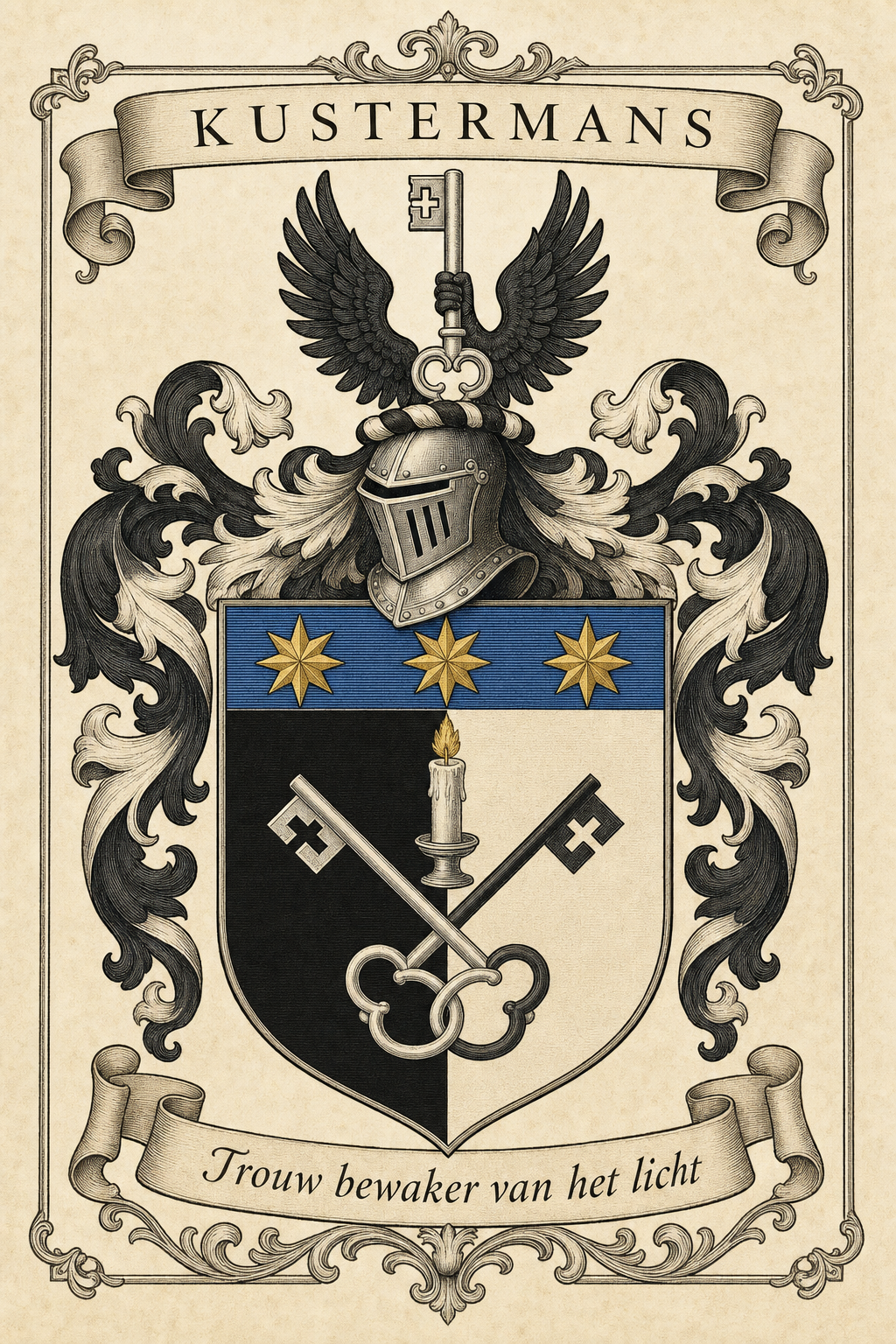 Familiewapen van de achternaam KUSTERMANS (vergrendeld)