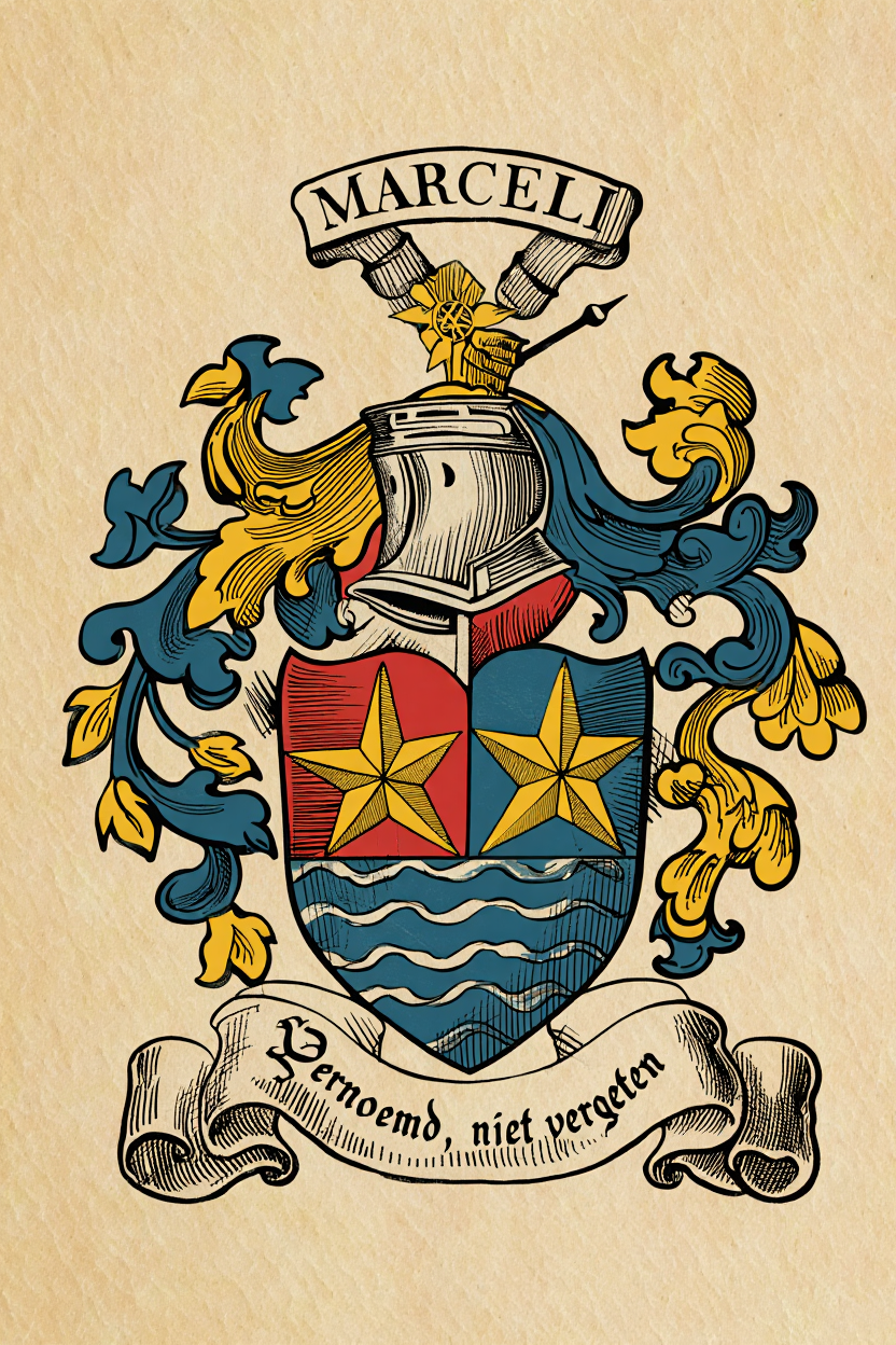 Familiewapen van de achternaam MARCELI (vergrendeld)