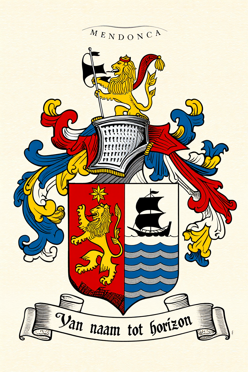 Familiewapen van de achternaam MENDONCA (vergrendeld)